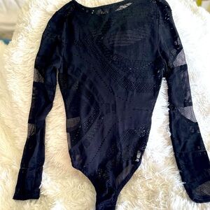Black Missguided bodysuit with mesh detailing #bodysuit
